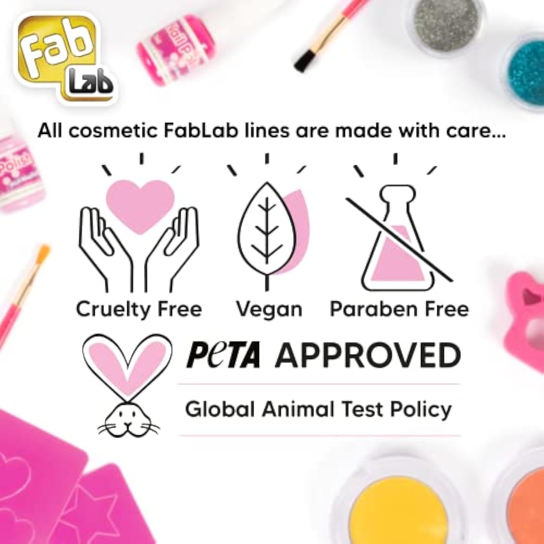 FabLab Glow In The Dark Nail Art Kit | Create FAB Neon Nail Art! | Includes 5 Nail Varnish Colours and 80+ Nail Stickers | Girls Gifts For Ages 8+