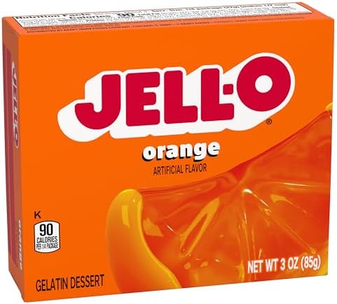 Jell-O Gelatin Dessert 3 Ounce Boxes Pack of 4 (Orange)