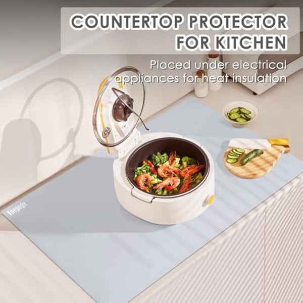 36.2" x 24" Extra Large Silicone Mat for Epoxy Resin, Nonstick Silicon Mats for Crafts Jewelry Casting, Non-Slip Kitchen Table Placemats for Countertop Protector Heat Resistant by Foepoge, Grey