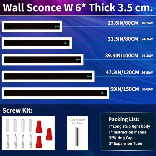 Mikeru 60cm Outdoor RGB Wall Light, 2pack 7RGB Colours Long Wall Light, Dimmable 3000k/4500k/6000k Ip65 Rainproof Acrylic Outdoor Light for Patio, Garden, Balcony, Christmas Parties