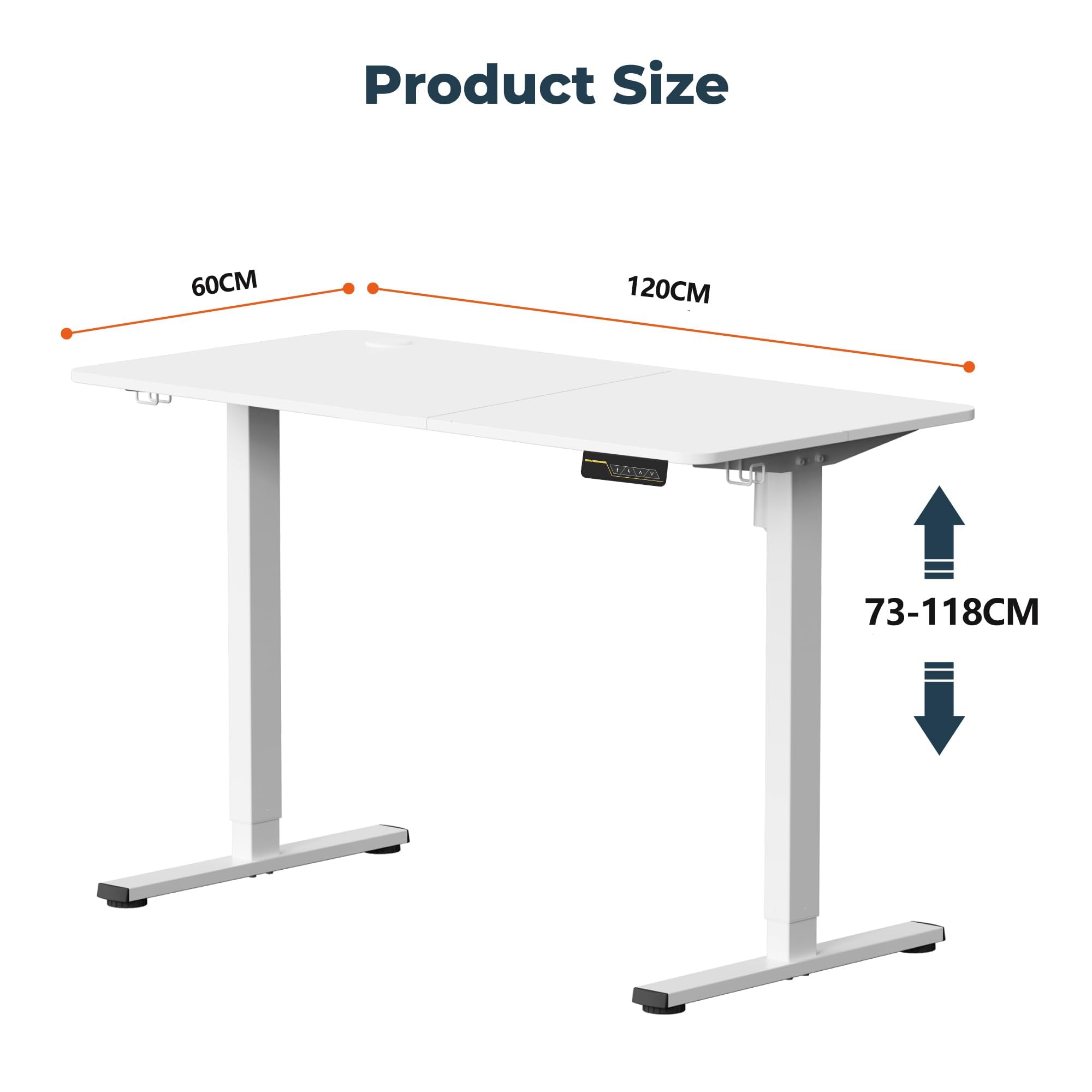 SANODESK QS1+140 * 60 Electric Standing Desk Height Adjustable Standing Desk With Memory Smart Panel Sit Stand Table With Hooks and Cupholder for Home Office （Black Frame+ Black Desktop）