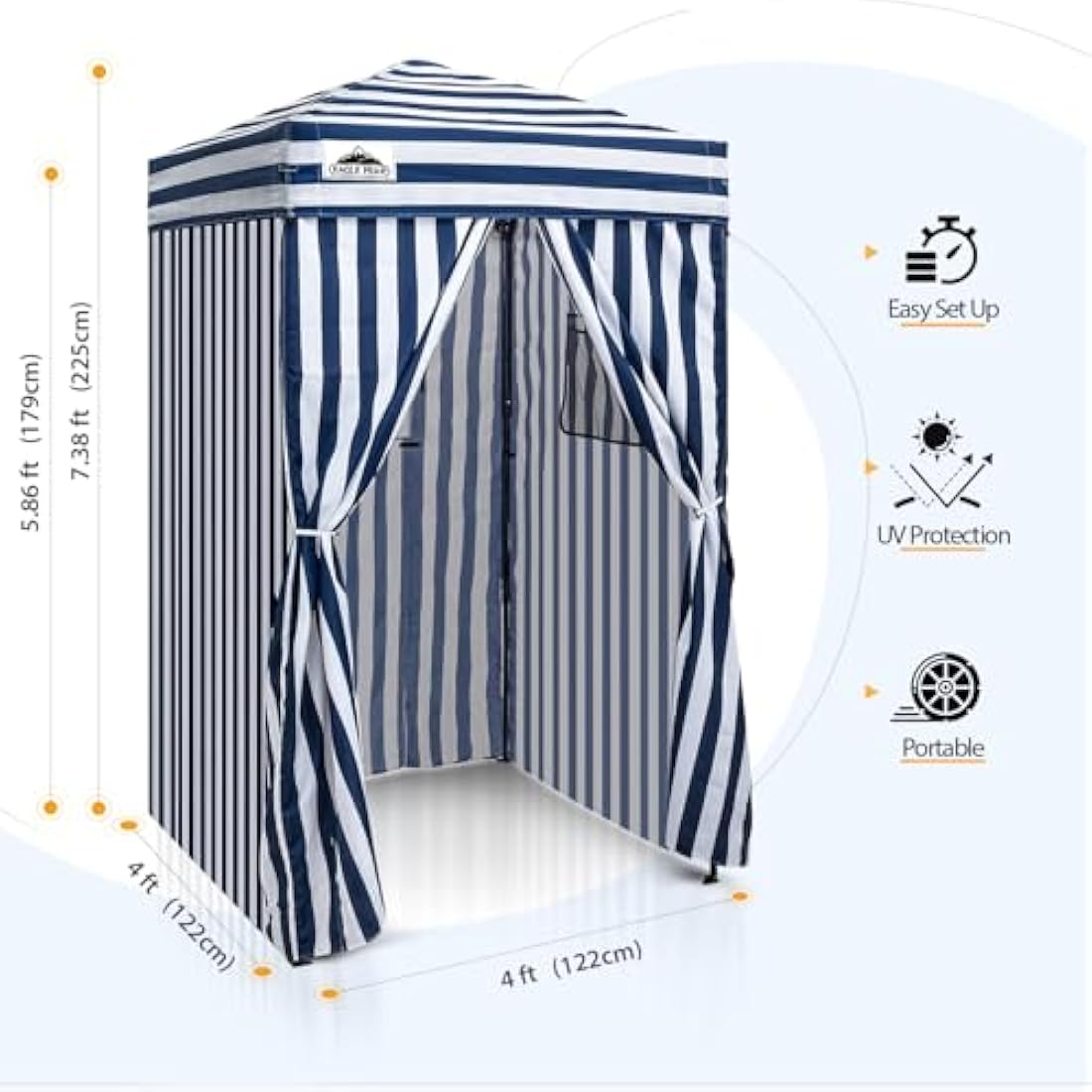 EAGLE PEAK Flex Ultra Compact 1.2m x 1.2m Pop-up Changing Room Canopy, Portable Privacy Cabana for Pool, Fashion Photoshoots, or Camping Blue/White