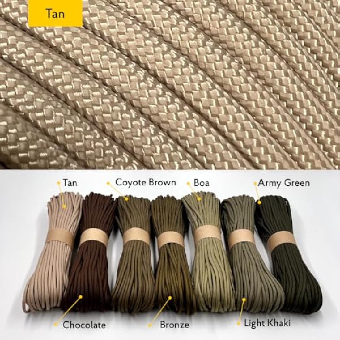 EdcX Paracord 4mm, 35+ Solid Colors (10m, 15m, 30m, 50m, 100m, 300m) | Ideal for Crafting, DIY, Camping, Survival, Outdoor | 100% Nylon Rope 4mm | Tactical Cord 550 Type III