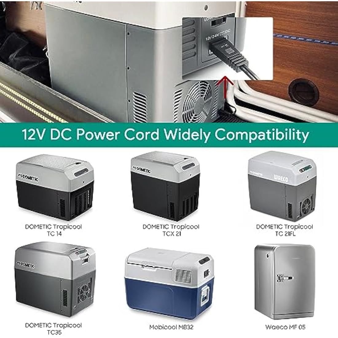 HKY 12V Mini Fridge Car Cooler Cool Box Power Lead Cable Car Freezer AstroAI Portable Fridge Car Charger Power Adapter Extension Automobile Cigarette lighter 2 Pin Plug in for Refrigerator Car Freezer