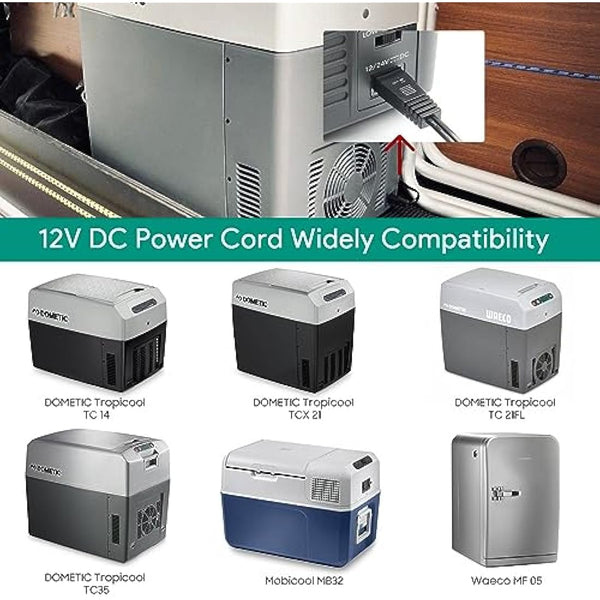 HKY 12V Mini Fridge Car Cooler Cool Box Power Lead Cable Car Freezer AstroAI Portable Fridge Car Charger Power Adapter Extension Automobile Cigarette lighter 2 Pin Plug in for Refrigerator Car Freezer