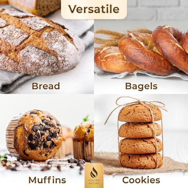 Golden Nature Double Layer Bamboo Bread Box for Kitchen Countertop - Large Wooden Storage Box w/Clear Display Windows - Food Keeper for Muffins, Bagels & Cookies