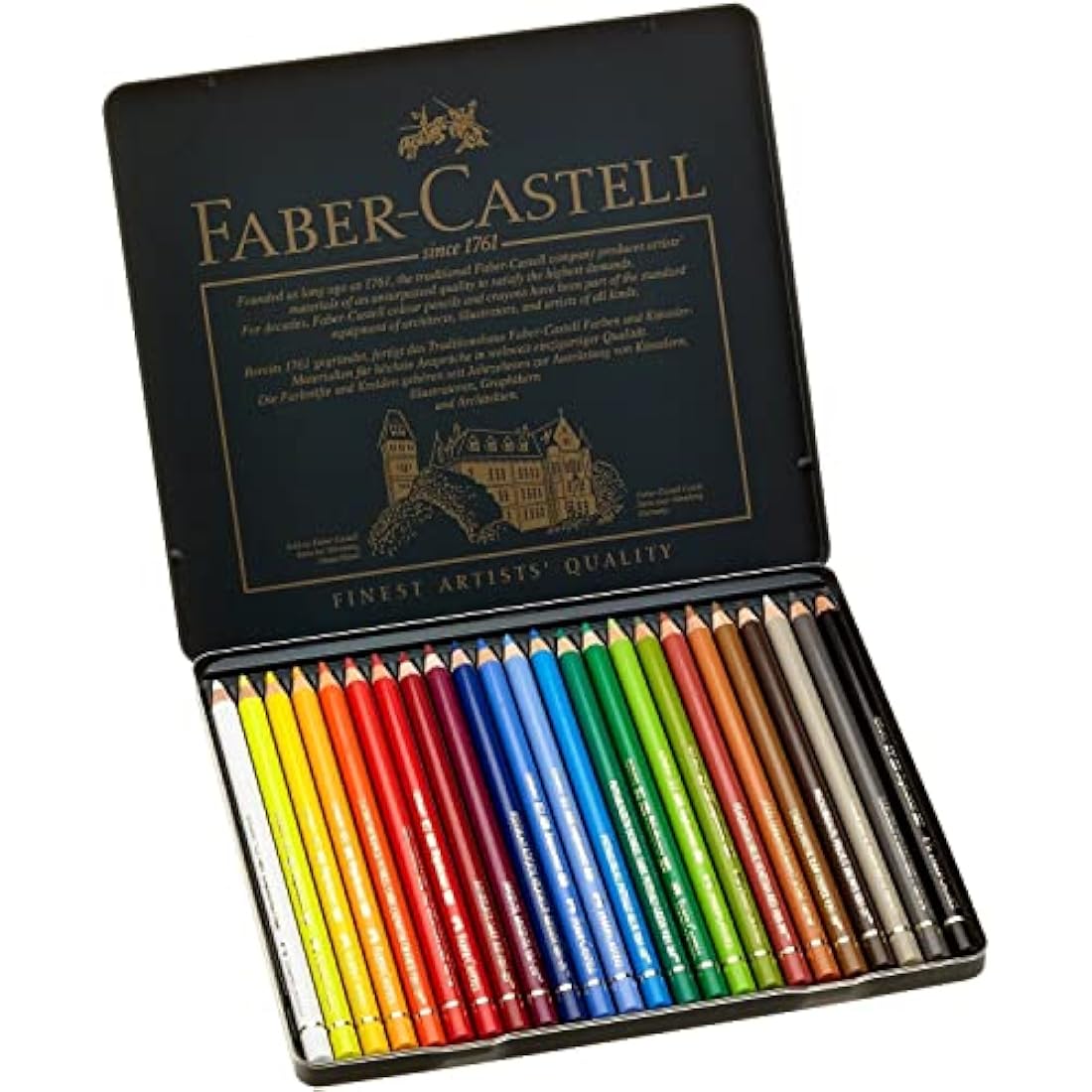 Faber-Castell Art & Graphic Polychromos Colour Pencil, Multicoloured, Tin Of 24, For Art, Craft, Drawing, Sketching, Home, School, University, Colouring