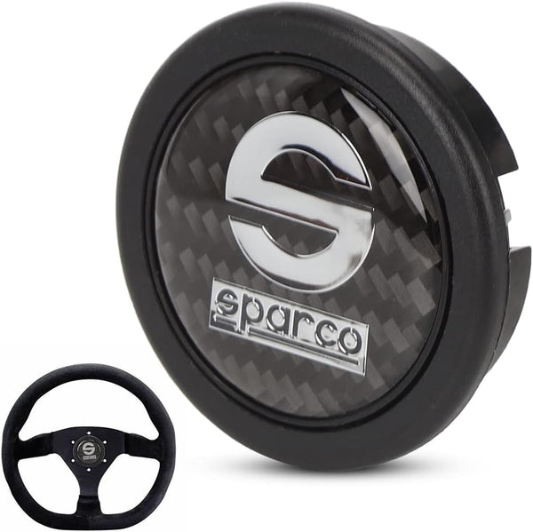 Car Steering Wheel Horn Button, 6 Holes Carbon Fiber External Horn Button Kits for Sparco Steering Wheel Car Modified Parts