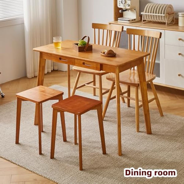 Aibiju Wood Writing Desk with Drawer and Hanging Rod, Small Computer Desk Table, 39x20x30inch Work Desk, Study Desk, Small Wooden Dining Table Cherry Wood Color YD-WD01N