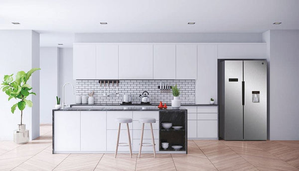 Hoover H-FRIDGE 500 MAXI Freestanding American Fridge Freezer with Water Dispenser, Side by Side, Total No Frost Technology, E Class, 532L Total Capacity, Inox, 91x67x177 cm - HHSBSO6174XWDK-1