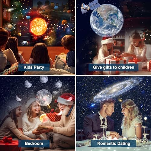 13 in 1 Planetarium Star Projector, Mexllex Realistic Galaxy Light Projector with 12 Planet Discs, Starry Sky Night Light Projector Lamp, Moon Night Light for Kids Adults Ceiling Bedroom Living Room