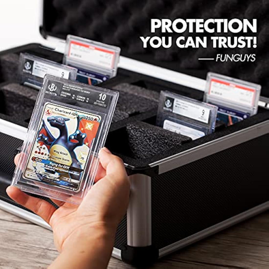 FunGuys Graded Card Storage Box, Trading Card Case for PSA Graded Cards, Hard Case, Sports Card Storage Boxes as PSA Card Holder, Baseball Slab Case Holder for Trading Cards