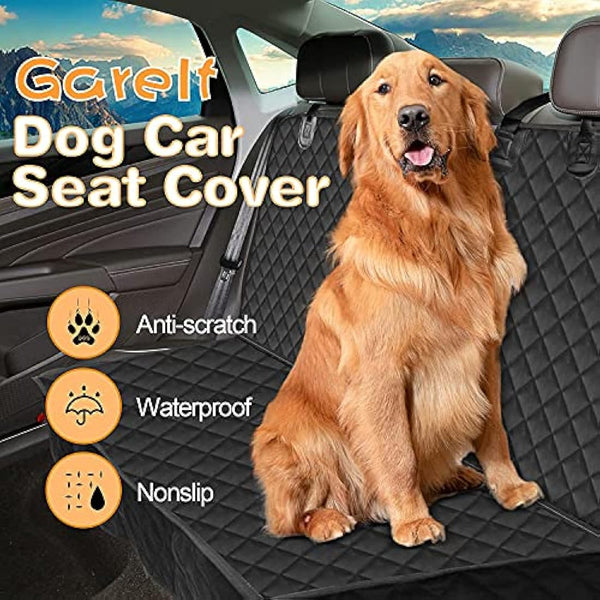 GARELF Dog Car Seat Cover, Scratch Proof & Nonslip Back CarSeat Cover for Dogs, CarSeat Cover with 1 Elastic Dog Seat Belt, Waterproof Universal Pet Car Seat Protector Fits Cars, Trucks, SUVs
