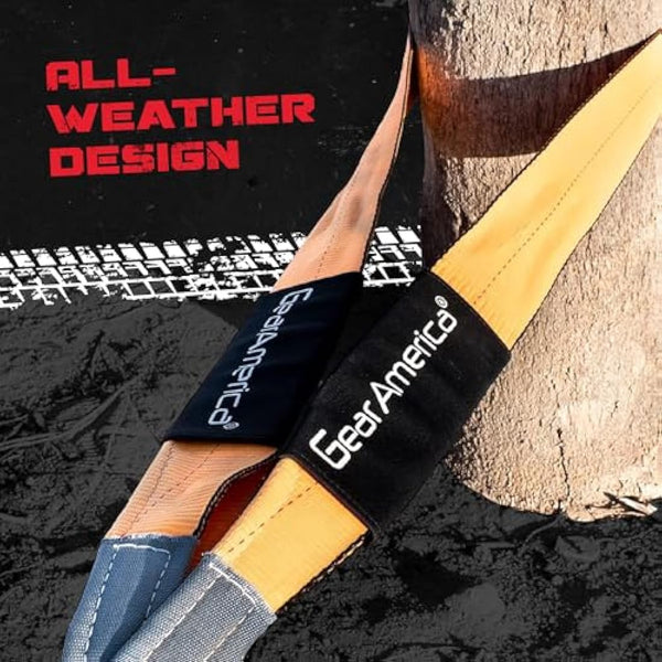 GearAmerica Tree Saver Winch Strap 3" X8' Heavy Duty 35,000 Lbs (17.5 Tons) Strength Off-Road Towing Rope for Jeep Or Truck Reinforced Loops with Orange Storage Bag