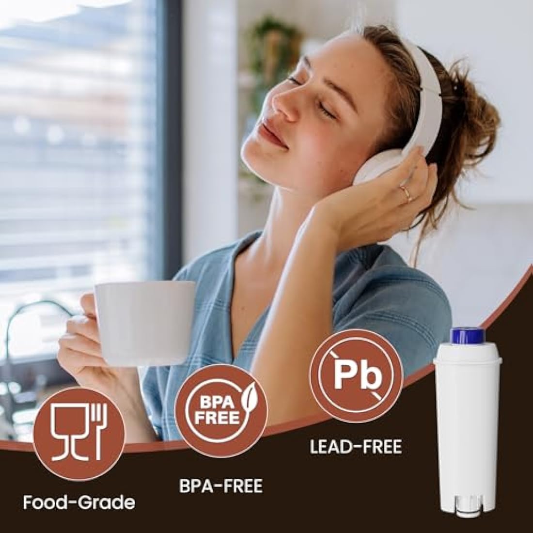 GOLDEN ICEPURE Coffee Machines Water Filter Compatible with De'Longhi DLSC002, SER3017 & 5513292811,De Longhi,ECAM, Esam, ETAM, BCO, EC-Series,6 Pieces