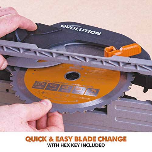 Evolution Power Tools R185CCSX Circular Saw With 1020 mm 3-Piece Track | Multi-Material Blade, Cuts Wood, Metal, Plastic & More | Incl Dust Port Adapter | 185mm (230v)