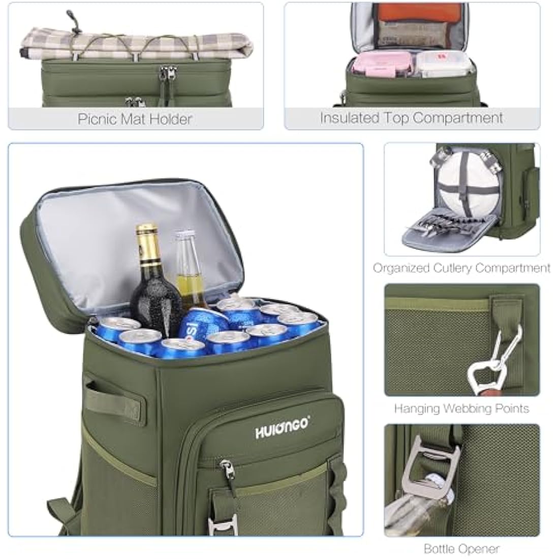 Hulongo Large Waterproof Insulated Cooler Backpack for Men & Women, Leak Proof Cooler Backpack