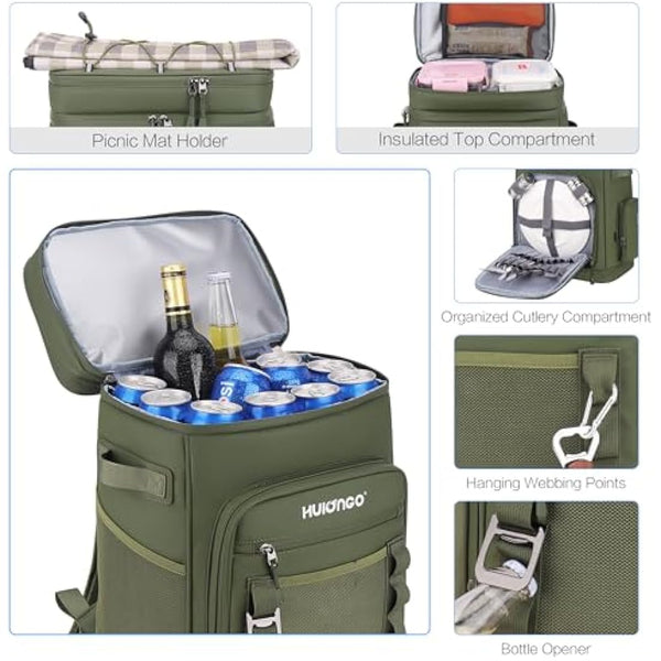 Hulongo Large Waterproof Insulated Cooler Backpack for Men & Women, Leak Proof Cooler Backpack