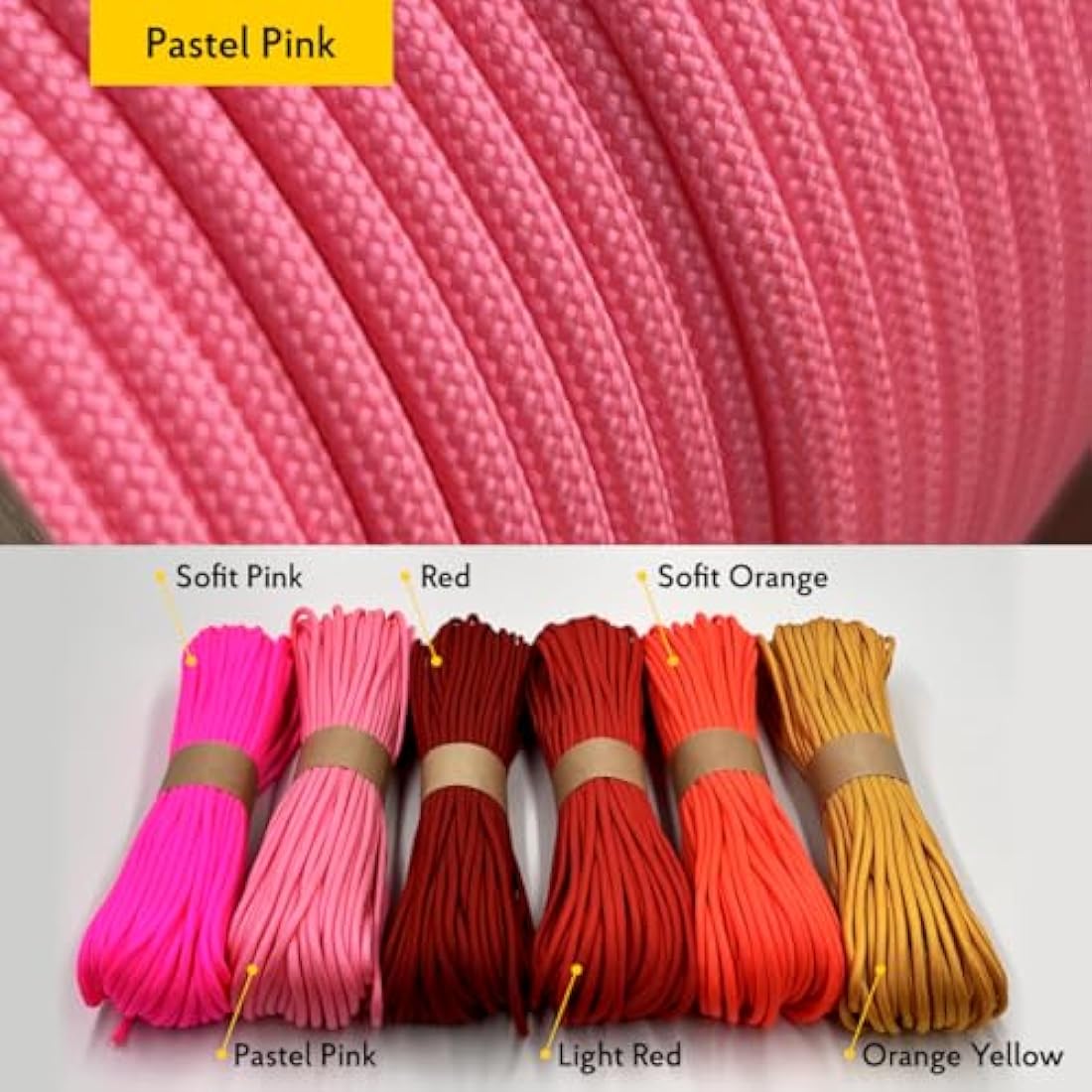 EdcX Paracord 4mm, 35+ Solid Colors (10m, 15m, 30m, 50m, 100m, 300m) | Ideal for Crafting, DIY, Camping, Survival, Outdoor | 100% Nylon Rope 4mm | Tactical Cord 550 Type III