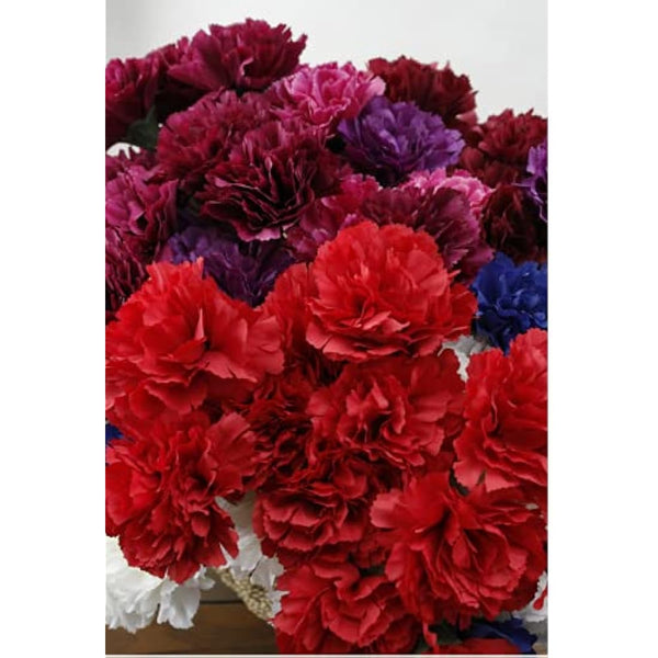 11 Inch Bouquets 10 Stem Carnations,Outdoor UV Resistant No Fade Artificial Flower,Mini Carnation Silk Petals Fake Flowers Forever Plants for Photo Props Home Party and Wedding Decor (Red-10)