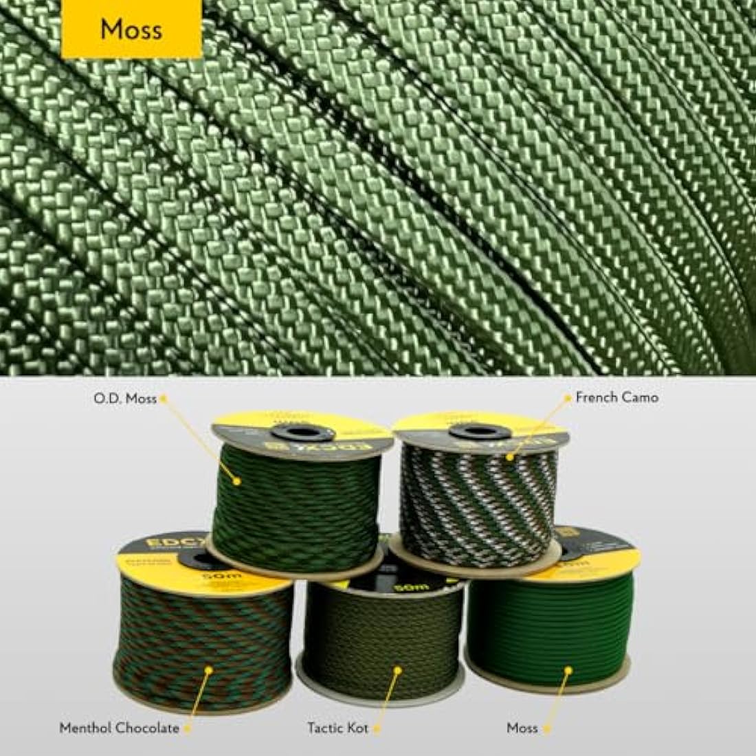 EdcX 4mm Rope 550 - Type III, 100% Rope, 7 Strand Rope, 4mm Rope in Solid Colors