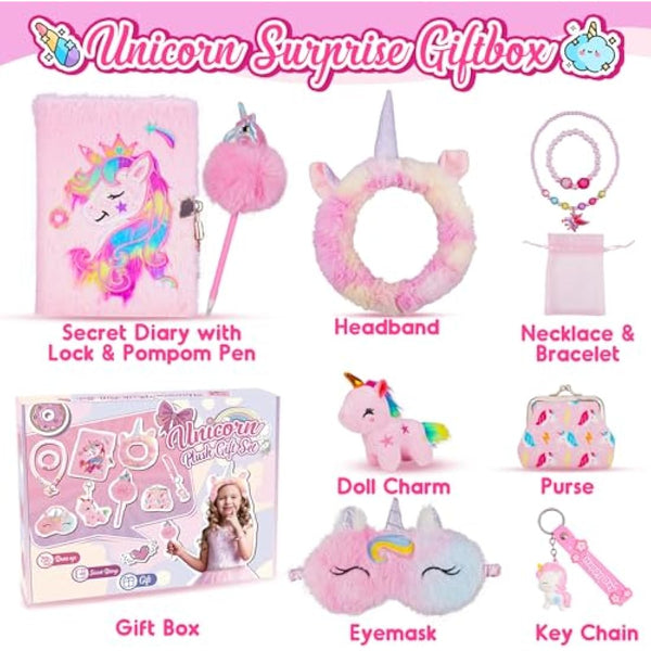 HappyKidsClub Plush Diary Unicorn Gifts for Girls Toys Age 3 4 5 6 7 Year Old Girls - Birthday Presents Gift for 3 4 5 6 7 8 Year Olds