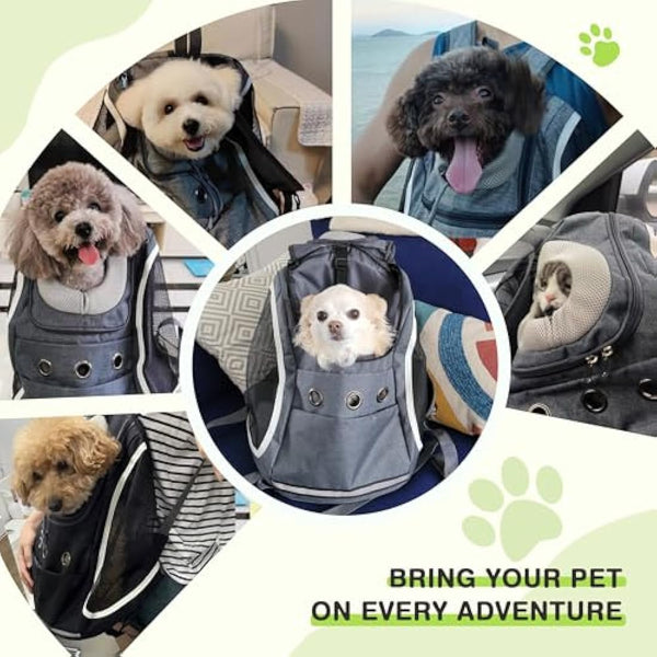 ALLSOPETS Dog Backpack Portable Cat Carrier Bag Travel Pet Backpack for Small Dog Cats Breathable Dog Rucksack Pet Carrying Bag for Travel Hiking Camping Outdoor (Carbon Black)
