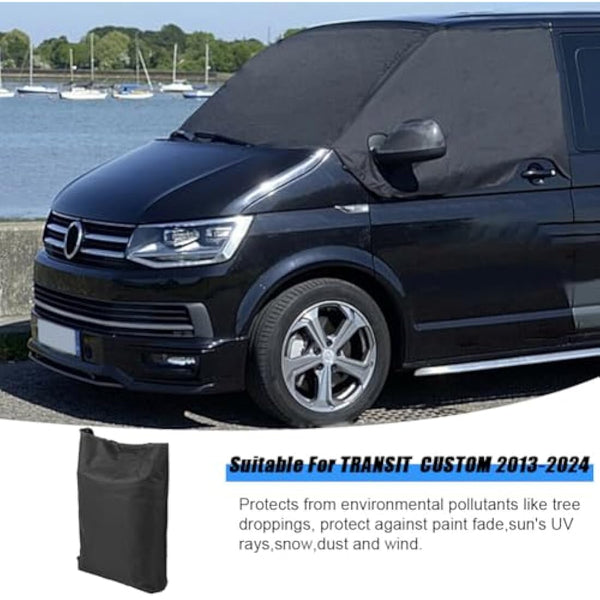 Opaltool Front Windscreen Wrap Cover Fit for Ford Transit Custom MPV 2012-2024, 600D Waterproof Front Window Sunshades Windshield Snow Cover Blind Blocking Screen Protector External Blackout Screen