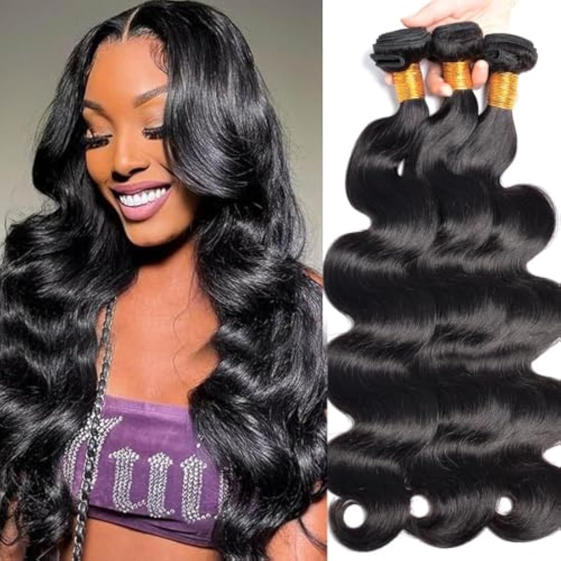 Body Wave Human Hair Bundles 12A Grade 100% Unprocessed Brazilian Virgin Human Hair Bundles Body Weave Wavy Bundles Deals Weave Hair Extensions 20 20 20 Inch