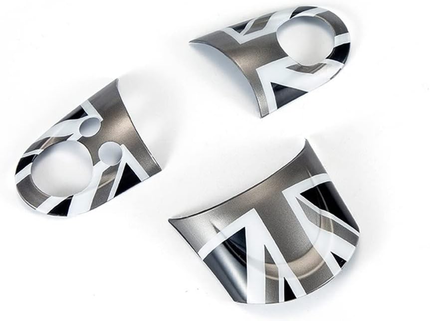 ABS Plastic Steering Wheel Decoration Trim Shell Sticker for Mini Cooper R55 Clubman R56 HatchBack R57 Convertible R58 Coupe R59 Roadster R60 Countryman R61 Paceman 2006~2016 B (Union Jack Gray)