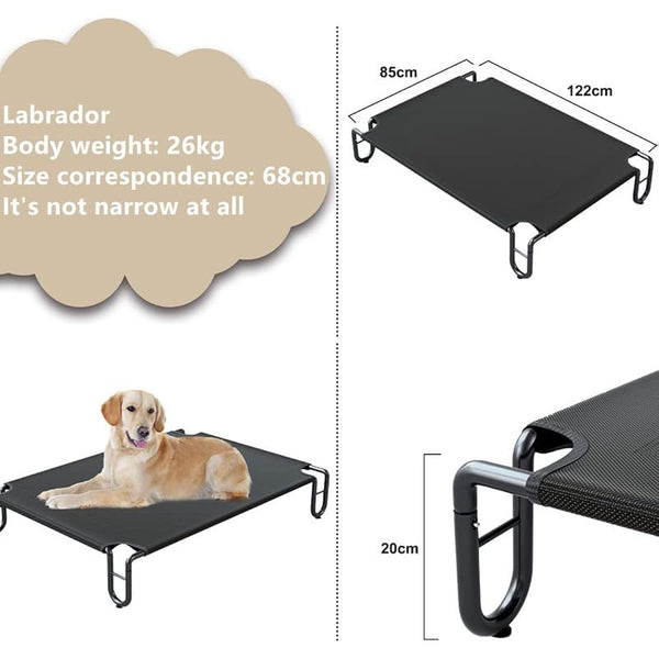 FAYDUDU Raised Dog Bed Elevated Dog Beds Large Washable Chew Resistant Off Floor Pet Bed for Indoor and Outdoor Use (L, Black)