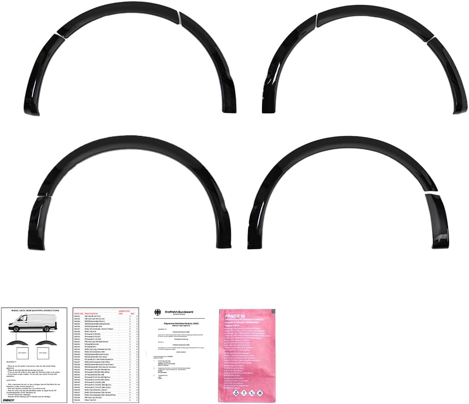 Oneway Set Wheel Arch Trims compatible with Volkswagen Transporter T5/T5.1 2003-2015 (Long wheel base) - Gloss black
