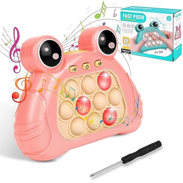 Ainiv Pop Game Sensory Fidget Toys, Light Up Pattern Popping Handheld Game, Puzzle Bubble Controller Machine, Ball Push Stress Toys Fun Present for Kids and Aldults, Pink Frog