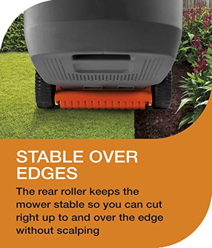 Flymo EasiStore 380R Electric Rotary Lawn Mower - 38 cm Cutting Width, 45 Litre Grass Box, Close Edge Cutting, Rear Roller, Central Height Adjust, Space Saving Storage Features