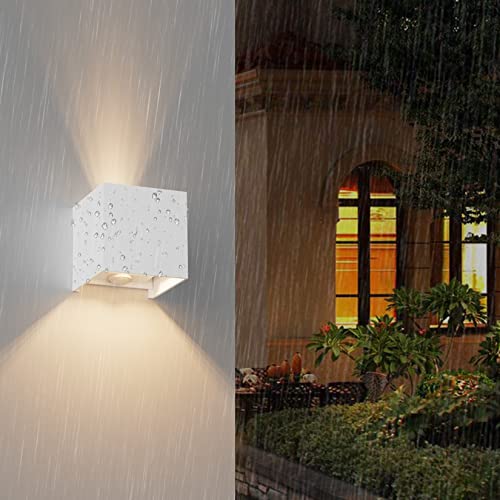 Klighten 2PCS Outdoor Wall Light with Motion Sensor, Waterproof IP54 Outside Wall Lamps with Sensor, Adjustable Beam Angle, Warm White 3000K, White