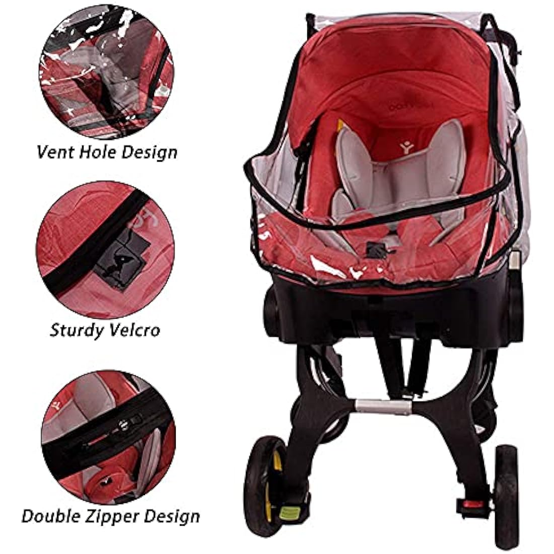 Cysocool Baby Car Seat Stroller Rain Cover Compatible with Doona Stroller Car seat, Waterproof Stroller Weather Shield with Easy Access Zipper, Baby Carrier Cover Rain Shield Car Seat Accessory