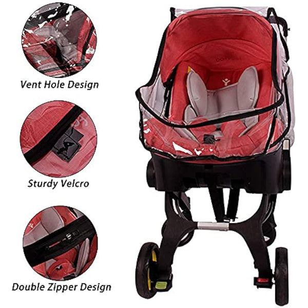 Cysocool Baby Car Seat Stroller Rain Cover Compatible with Doona Stroller Car seat, Waterproof Stroller Weather Shield with Easy Access Zipper, Baby Carrier Cover Rain Shield Car Seat Accessory