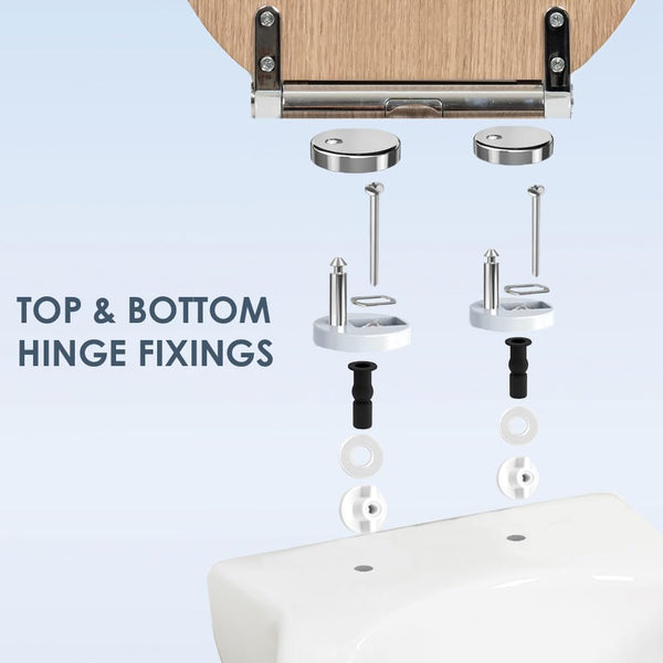 AQUALONA® Luxury Soft Close Toilet Seat - Moulded Wood - Stainless Steel Slow Close Hinges - Click, Lift & Clean Technology (Bamboo Toilet Seat)