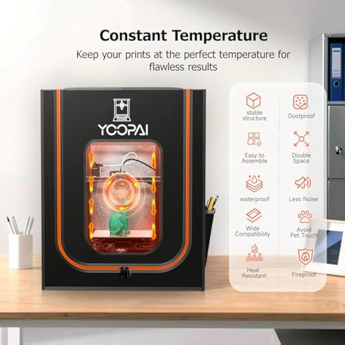 3D Printer Enclosure with LED Light, Fireproof Dustproof Tent Constant Temperature Protective Cover for Ender3 Max Neo/Ender3 S1 Plus/Ender 5/ Pro/Plus/Neptune 4 Plus/CR-10/10S PRO10 Mini/CR-X, Large