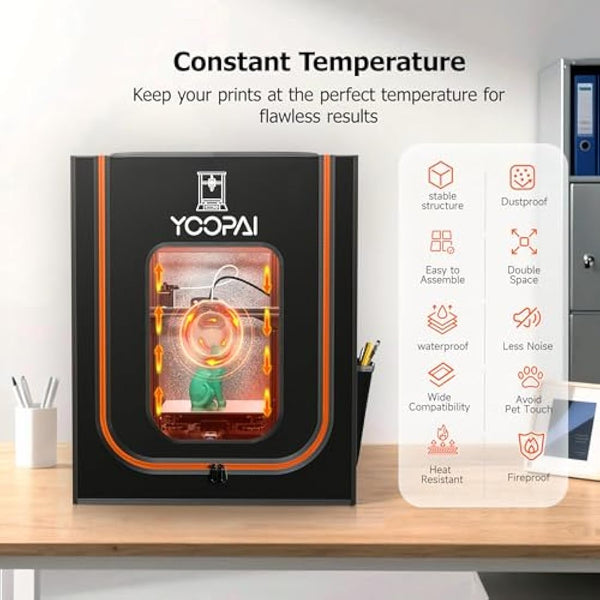 3D Printer Enclosure with LED Light, Fireproof Dustproof Tent Constant Temperature Protective Cover for Ender3 Max Neo/Ender3 S1 Plus/Ender 5/ Pro/Plus/Neptune 4 Plus/CR-10/10S PRO10 Mini/CR-X, Large