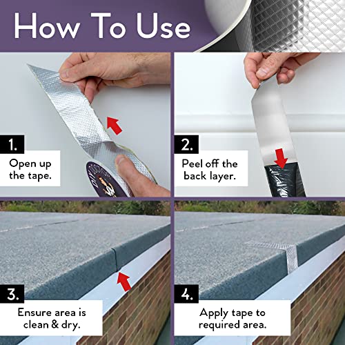 DIY Doctor Waterproof Tape for Leaks - Butyl Roof Sealant Tape - Outdoor Waterproof Repair Tape with Aluminium Foil – 50mm x 5m