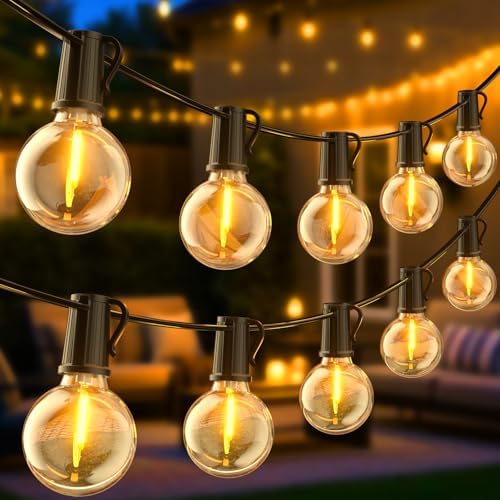 FIFlying Outdoor String Lights Mains Powered, 158FT/48.15M Garden Lights with 70+2 Shatterproof Bulbs, IP54 Waterproof Festoon Lights for Backyard Patio Pergola Wedding Party