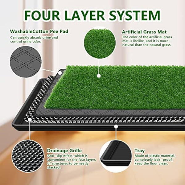 Embellbatt 60 * 90CM Dog Grass Pad with Tray, Dog Potty Grass for Puppy Training, Artificial Fake Grass for Dogs to Pee on Indoor Outdoor Dog Training Floor Protection Trays
