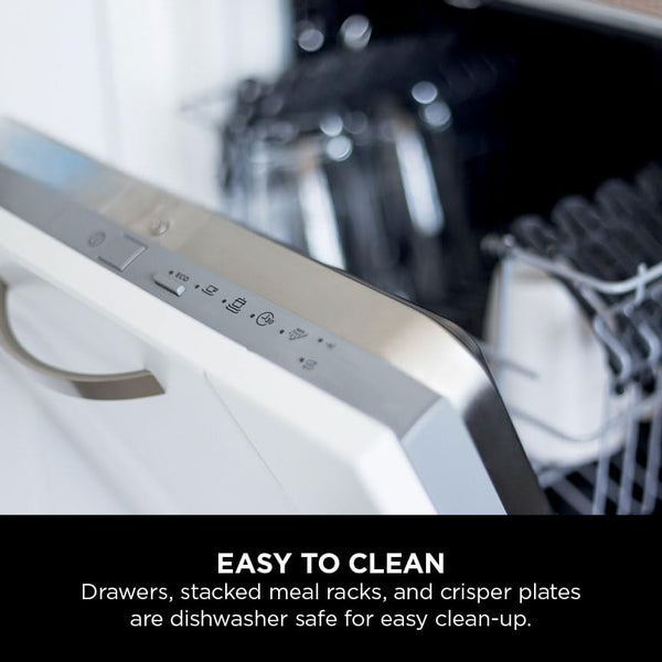 Ninja Double Stack XL Air Fryer, Vertical Dual Drawer AirFryer with 4 cooking levels, 2 Drawers and 2 Racks, Space Saving Design, 9.5L Capacity, 6 Cooking Functions, 8 Portions, Grey, SL400UK