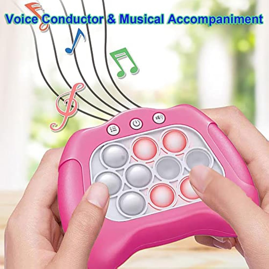 Fast Push Pop Game Sensory Fidget Toys, Quick Light Up Popping Game, Handheld Game Machine For Ages 4-8, Christmas Stocking Filler Gift for Kids Boys Girls 4 5 6 7 8 Years Old(No battery) (Pink)