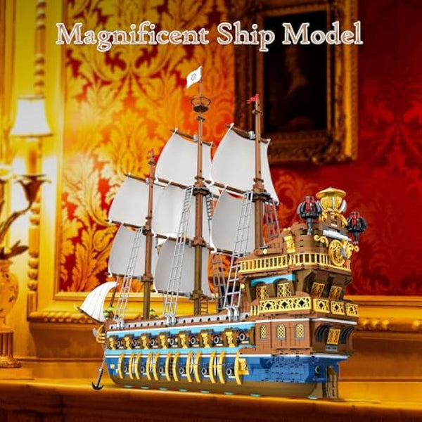 JMBricklayer Pirate Ship Building Blocks Sets, Gorgeous Royal Fleet Model with Tiered Design, 40103 Sail Boats Toys Kits Collection, Gifts for Adults Boys Kids 14+ (3162Pcs)