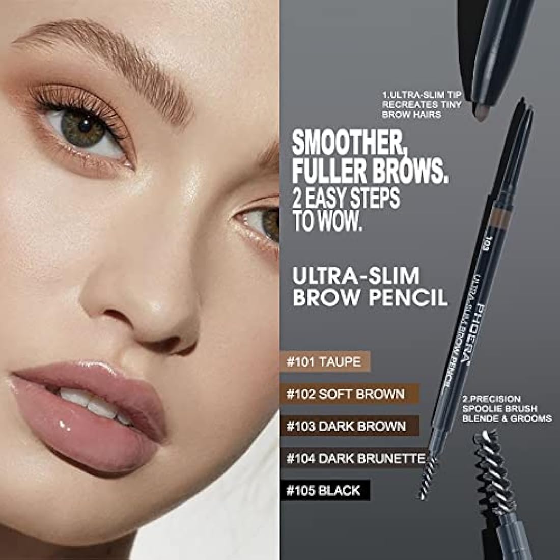 Eyebrow Pencil Natural Look - Black, Long-Lasting, Waterproof, Precise Application - Vegan & Cruelty-Free 0.08g (101#Taupe)