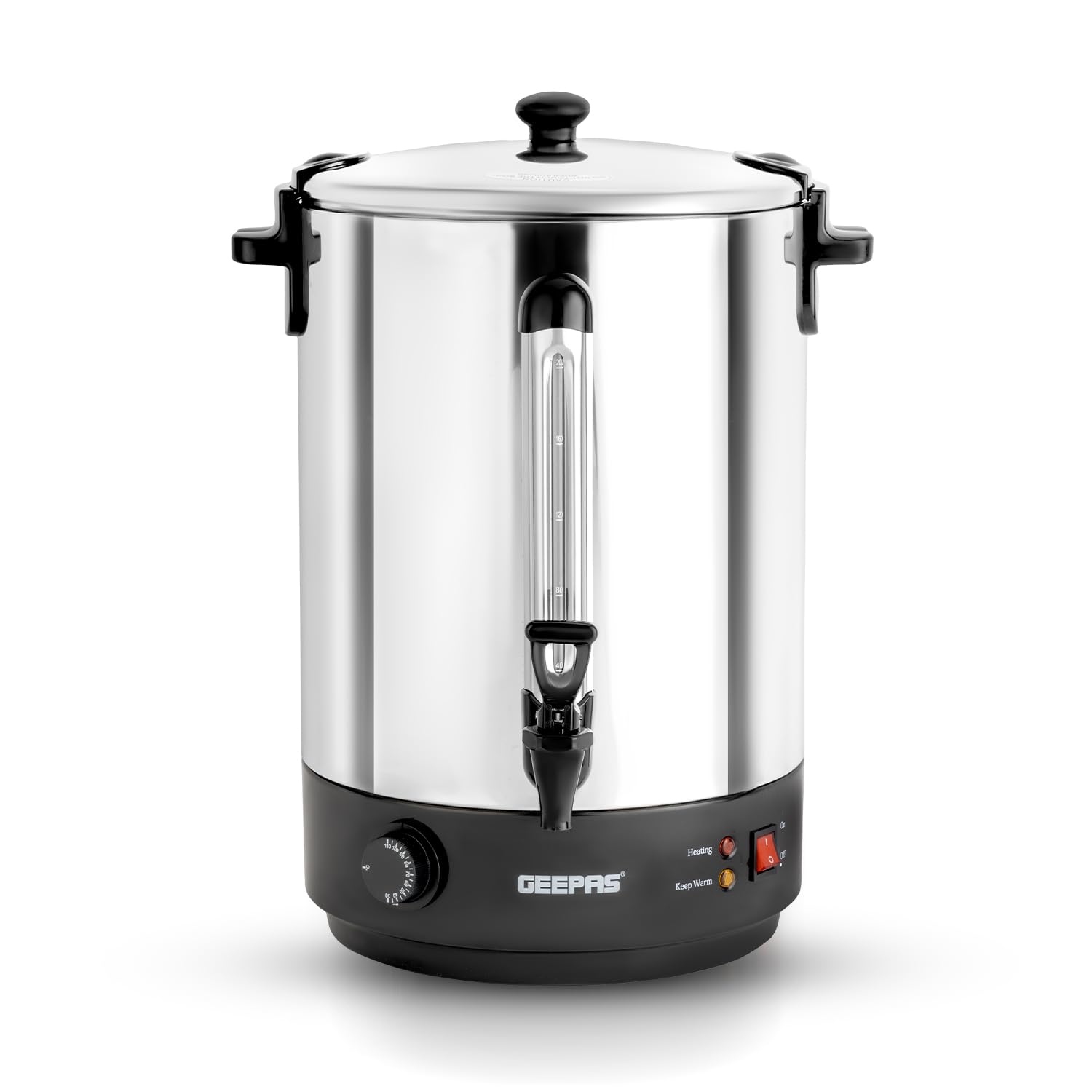 Geepas Electric Catering Urn, 1650W Instant Hot Water Boiler Dispenser - Tea Urn Kettle Home Brewing Commercial Office Use with Keep Warm - Easy Pour Tap, 15 Litre, Stainless Steel – 2 Year Warranty