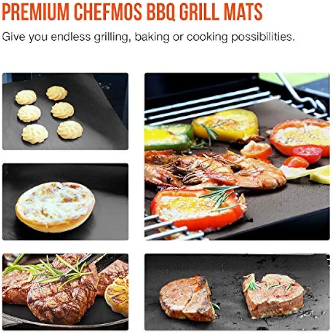 Ankier BBQ Grill Mat, Set of 8 Non Stick BBQ Baking Mats Reusable for Charcoal, Gas or Electric Grill - Easy to Clean, Heat Resistant Barbecue Sheets