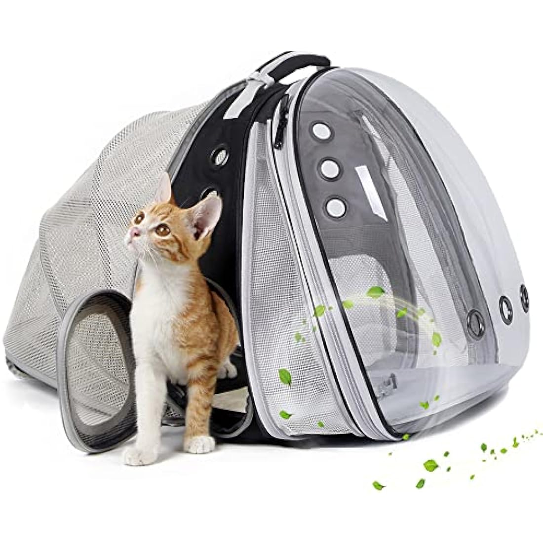 Interfashioner® Expandable Cat Backpack Carrier, Front & Back Dual Extension Clear Bubble Pet Backpack Carrier for Fat Cats Small Dogs up to 9kgs, Backpack for Large Cats
